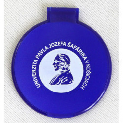 Zrkadielko - kozmetické, plastové, modré s logom UPJŠ